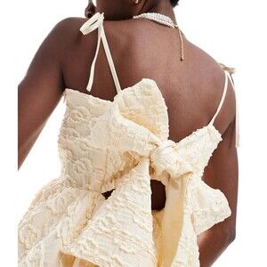 Dress textured midi tie shoulder sleeveless cami mini dress size 40 EU